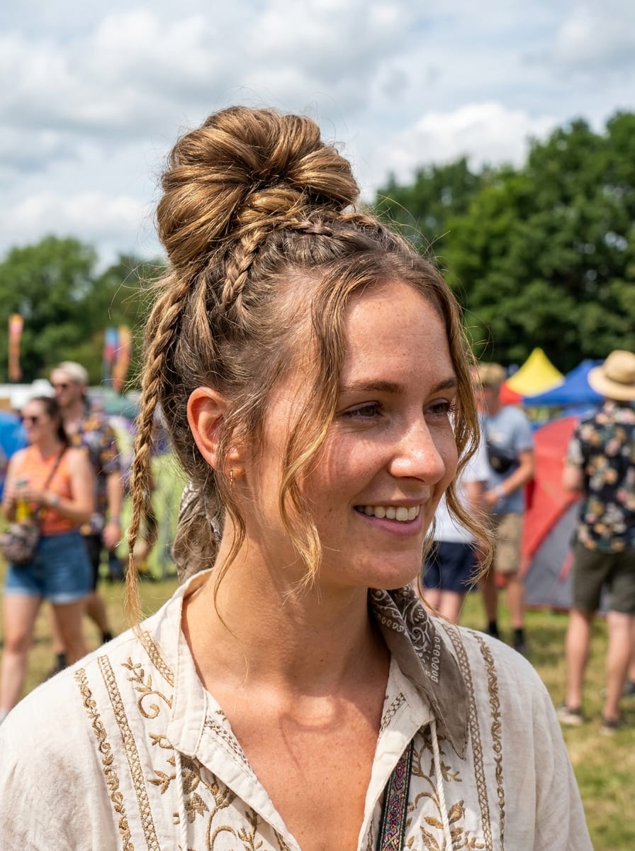 Braided Top Knot - Festival Frisur 2026